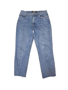 REFORMATION High-Rise Seamed Straight Leg Cropped Jeans - Frayed Hem Sz 27/W30